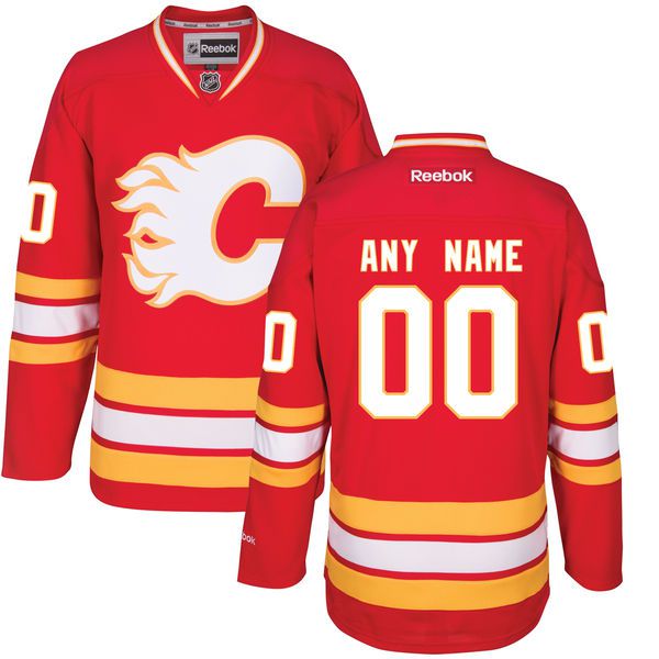 Men Calgary Flames Reebok Red Custom Alternate Premier NHL Jersey->customized nhl jersey->Custom Jersey